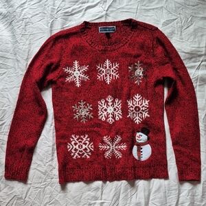 Karen Scott Red Snowflake and Snowman Sweater